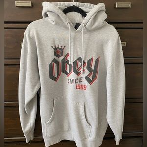 Obey hoodie, grey, size L